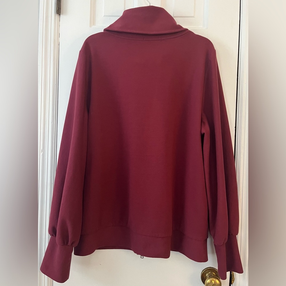 EFAN Women's Wine Color Oversized Full Zip Up Midweight Sweatshirt. Size: XL. - Picture 3 of 8